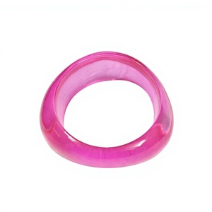 Pink Acrylic Bangle <b>Bracelet</b> Unisex <b>Cute</b> Fashion Jewelry Solid Color Round Shape - Product Image 1