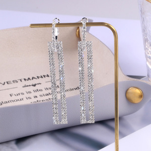 CAOSHI OEM ODM Rose <strong>Gold</strong> Color Rhinestone <strong>Earrings</strong> Sparking Crystal Wedding Jewelry Long <strong>Dangle</strong> Drop <strong>Earrings</strong> Women - Product Image 2