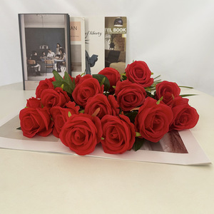 <b>Artificial</b> Rose Single <b>Stem</b> Red Wine Red High Simulation Valentine'S Day Home Decor Silk Flower Ornament - Product Image 2