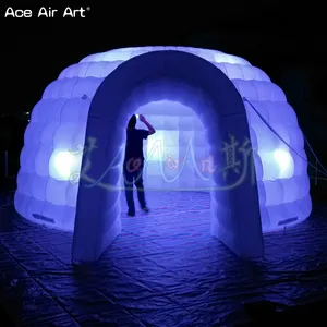 Tenda Atas Datar Tiup LED Kustom Arc Tenda Acara Penampungan dengan Satu Pintu dan Remote Control