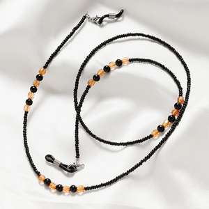 Cordon de lunettes de soleil en perles noires pour femmes, chaîne de cou en perles acryliques et cristaux, vente en gros - Product Image 4