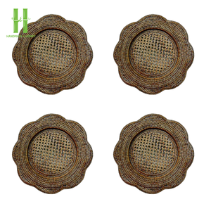 New Trend Natural Rattan Charger Plates Handwoven Wedding Table Decoration <b>Wicker</b> Scalloped <b>Placemats</b> From Vietnam - Product Image 1