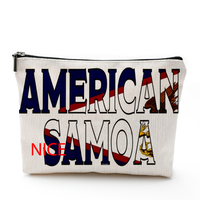 Trousse de maquillage de voyage Samoa américaine, pochette cosmétique avec motif drapeau et carte, pochette portable à fermeture éclair pour cosmétiques, pinceaux et essentiels
