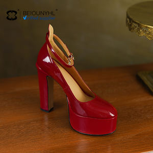 Logotipo personalizado Mary Jane Chunky tacones altos plataforma mujeres Stiletto vestido zapatos elegante lujo moda tendencia con - Product Image 2