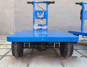 Diskon troli pipih listrik empat roda, keranjang gudang plastik Platform troli - Product Image 4