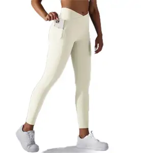 Seksi kız arkadaşı pantolon spor Fitness kadın sıcak kız pantolon özel Crossover yüksek bel kalça kaldırma cep Yoga tayt