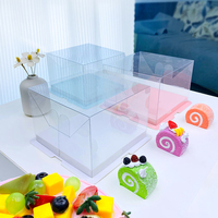 Boîte d'emballage transparente en plastique PET carrée personnalisée pour gâteau d'anniversaire ou de mariage, sans ruban
