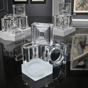 Jyg 150*150*50mm vuông đôi vòng tròn trang trí thủy tinh gạch đầy màu sắc nội thất khối tường cho mục đích trang trí - Product Image 1