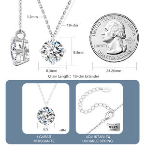 1.0 karat mossdiamond elmas kadınlar buzlu Out Charm takı altın 925 ayar gümüş zincir VVS GRA Moissanite kolye kolye - Product Image 4