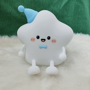 Lámpara LED de silicona con forma de estrella, táctil, regulable, OEM, para dormitorio infantil, mesita de noche, carga USB, tendencia 2026, luz cálida minimalista. - Product Image 4