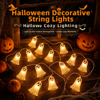 Guirlande lumineuse LED fantôme d'Halloween, chaîne de lampes clochettes, lumière décorative effrayante pour fête