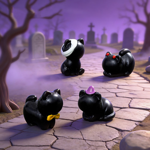 Miniaturas de Halloween: Estatuas Decorativas de Resina, Figuras de Gatos Negros, Adornos para el Hogar y Jardín, Escena de Mini Lápida para Fiestas - Product Image 2