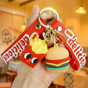 Délicieux Hamburger Pizza 3D PVC porte-clés simulé alimentaire caoutchouc voiture porte-clés arc-en-ciel dragonne délicieux alimentaire PVC porte-clés - Product Image 5