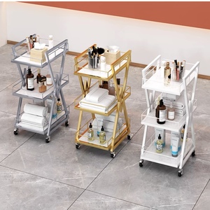Zs Rose Gold Manicure <b>Trolley</b> Rolling Barber Cart With Wheels Metal Frame High Quality Waterproof Furniture Wholesale - Product Image 2