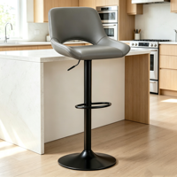 Chaise de bar noire minimaliste moderne, réglable en hauteur, pivotante, pour comptoir de cuisine et mobilier de bistrot