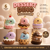 Boîte de desserts Dino Delights, jouet en peluche personnalisé, porte-clés animal en peluche, boîte mystère, vente en gros, OEM, ODM, mascotte douce personnalisée