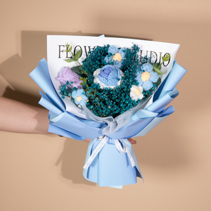 Ramo <span class=keywords><strong>de</strong></span> Flores Artificiales Tejidas a Mano LUYI, Decoración y Regalo, Gypsophila <span class=keywords><strong>Paniculata</strong></span>, Rosas <span class=keywords><strong>de</strong></span> Hilo Tejido - Product Image 4