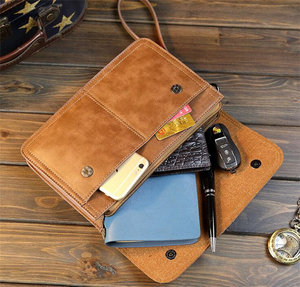 Sac à main en cuir PU <span class=keywords><strong>marron</strong></span> vintage pour hommes, vente en gros - Product Image 3