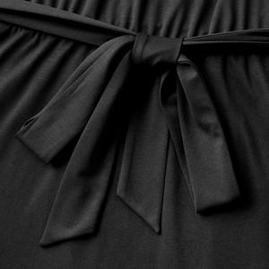 Robe midi élégante pour femme, à manche unique, épaule asymétrique, volant, taille haute, couleur unie, grandes tailles – Offre Spéciale - Product Image 3