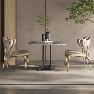 Microlite haut <span class=keywords><strong>de</strong></span> gamme Style italien rectangulaire Table à manger lumière luxe pierre roche plaque Simple Design moderne pour les petits - Product Image 4
