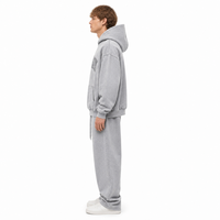 Sweat à capuche Premium 360 GSM gris clair délavé à l'acide pour homme, coupe ample en coton épais, style streetwear vintage, avec impression en relief