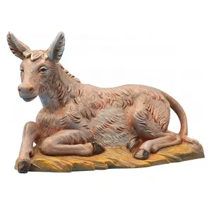 De cerámica burro romano sentado burro natividad estatuilla de 5 pulgadas