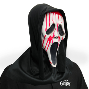 Máscara de Terror de Halloween con Diseño de Cara de Fantasma, Blanca y Sangrienta, con Capucha Negra, Accesorio de Maquillaje para Fiestas - Product Image 6