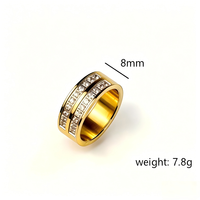Bague personnalisée en acier inoxydable plaqué or 18 carats, double rangée de zircons, bijoux de luxe anti-ternissement pour mariage, fiançailles, fête, vente en gros