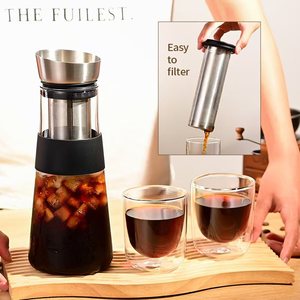 Cafetière Cold Brew et <span class=keywords><strong>carafe</strong></span> en <span class=keywords><strong>verre</strong></span> pour infuseur de thé avec filtre en maille réutilisable pour la maison ou le bureau - Product Image 3