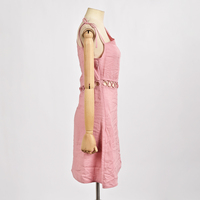 Robe Courte Sans Manches Tissée et Tressée Naturelle de Qualité Supérieure, Ourlet Évasé, Respirante, Coupe Moderne, 84% Modal 16% Polyester
