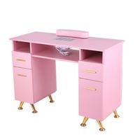 Table de Manucure Rose Chaude Vente pour Salon de Beauté, Station Spa avec Tiroirs pour Onglerie