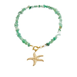 Collier Pendentif Étoile de Mer en Acier Inoxydable avec Pierre Verte, Bijou Tendance pour Femme, Chaîne de Clavicule Plaqué Or 18K pour Soirée - Product Image 5