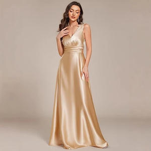 Nouvelle <span class=keywords><strong>Robe</strong></span> de Soirée <span class=keywords><strong>d</strong></span>'Été pour Femme, Col en V, Longueur Ras du Sol, Taille Haute, Sans Manches, en Satin Uni, <span class=keywords><strong>Robe</strong></span> de <span class=keywords><strong>Demoiselle</strong></span> <span class=keywords><strong>d</strong></span>'<span class=keywords><strong>Honneur</strong></span> Formelle pour Fête - Product Image 3