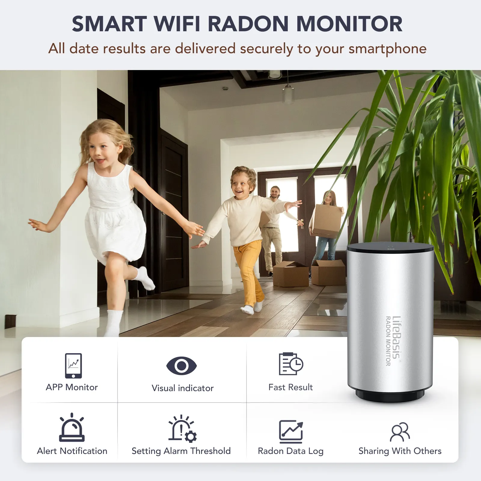 Radon Detector WiFI Indoor Air Quality Monitor Home Gas Detectors Smart Radon Monitor With APP Home Automation