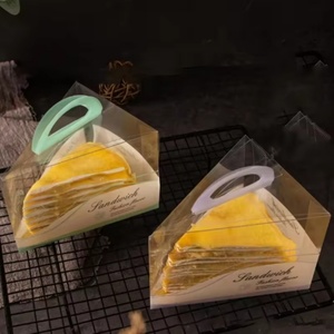 Portable <b>Clear</b> PET Triangle Mousse <b>Cake</b> <b>Box</b> Food Grade Bento Container Bakery Slice <b>Cake</b> Packaging Disposable Bento <b>Box</b> Food - Product Image 3
