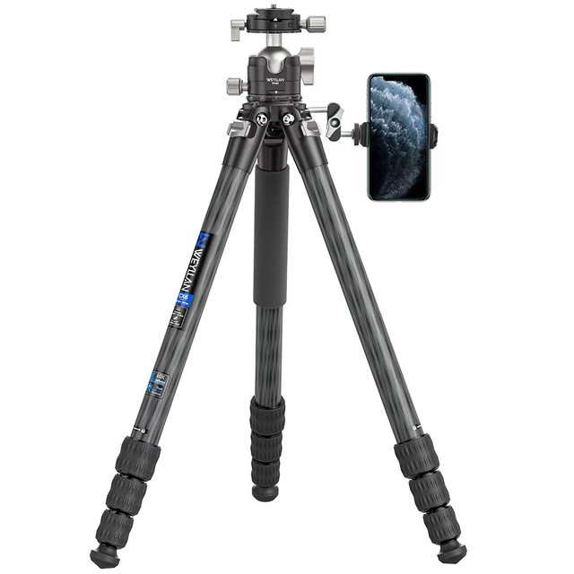 CX6 68.9'' Carbon Fiber Professional Ultra Light Travel Camera Tripod Monopod Ball Head External Center Column 29mm Tube