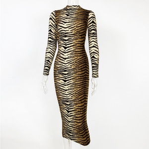 Nuovo arrivo donna leopardato lungo Maxi abito Sexy da donna Casual aderente abiti da sera aderenti - Product Image 5
