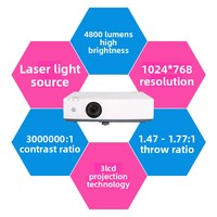 Proyector Láser PT-LMX460C XGA 1080P 3D Integrado de 4800 Lúmenes Portátil para Negocios, Educación y Salas de Conferencias
