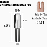 Pisau Mesin Ukir Alur dan Pahat Kayu YUFU Bright Finish Uncoated Diamond Extended Deep Bottom End Mill 3