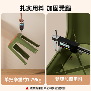 Uforu Stackable Plastic <b>Stool</b> 24.3x24.3x27.8 Cm Modern Design For Home Kitchen Dining Chair - Product Image 5