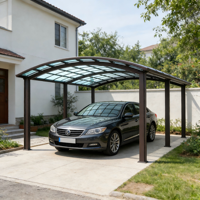 Abri de voiture extérieur étanche à toit plat avec structure en aluminium, design moderne, supporté sur deux côtés, taille personnalisable