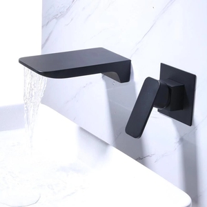 Grifo de lavabo, mezclador de pared para bañera, tazón de mesa superior, interruptor de descarga de <span class=keywords><strong>agua</strong></span>, <span class=keywords><strong>cascada</strong></span> dorada, lavado oculto, grifos de lavabo integrados - Product Image 4