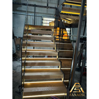 Plaques d'escalier double face en acier inoxydable brossé, pour installation de marches flottantes, supports cachés pour escaliers