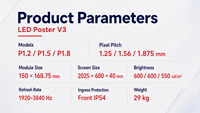 Écran d'affichage LED Transtech COB P1.5 pour publicité numérique en intérieur, événements et murs vidéo