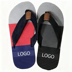 Breathable Woven Strap Flip Flops Men <b>Arch</b> <b>Support</b> Color Block Beach Sandals Lightweight Ribbed Sole Custom Logo Summer <b>Slippers</b> - Product Image 1