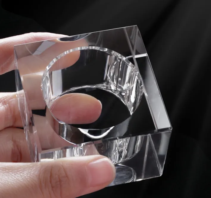 Yeni şeffaf kare kristal çanak fincan sıvı yıkama cam tırnak kristal fincan konteyner ile karışık kristal sıvı
