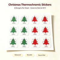 Pegatina termocrómica para taza con diseño de árbol de Navidad que cambia de color, pegatina impermeable para decoración navideña, regalo de Navidad, pegatina personalizada
