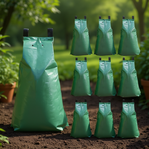 Bolsas de riego verdes de 20 galones, juego de 10 para jardinería exterior y plantas de interior, kit de riego de plástico eficiente en agua - Product Image 2
