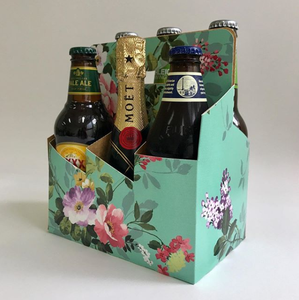 Paquet de 6 porte-bouteilles <span class=keywords><strong>en</strong></span> carton avec poignée large et robuste, robuste et durable, avec porte-<span class=keywords><strong>bouteille</strong></span> de bière pliable à plat, design personnalisé - Product Image 1
