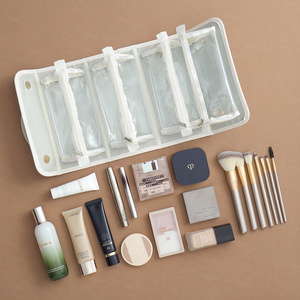 折り畳み式PUレザー防水ハンドメイクバッグカスタムロゴ女性旅行アウトドアポータブル化粧バッグ - Product Image 3